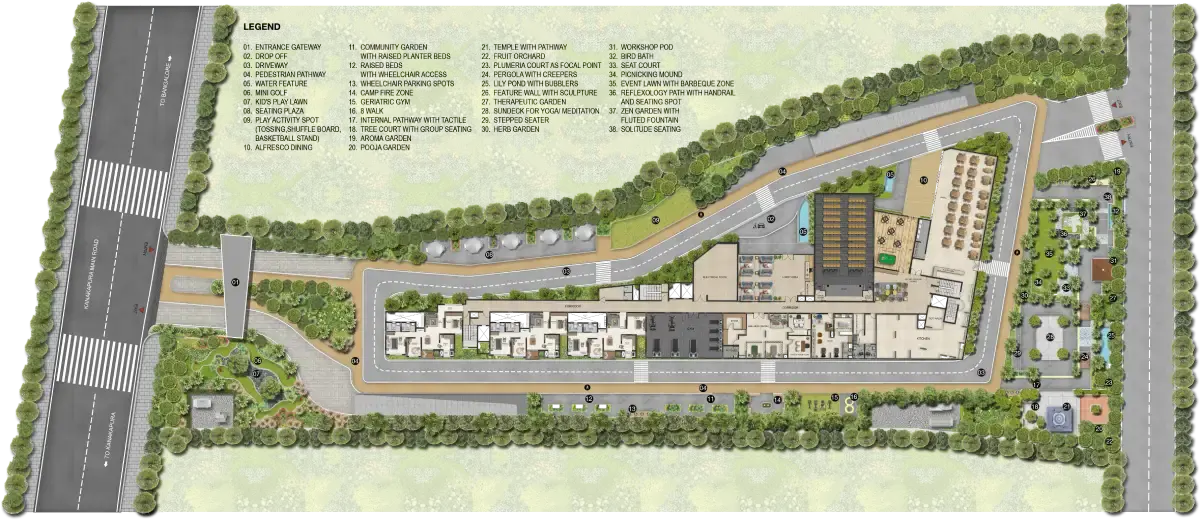 Landscape master plan with clubhouse at Primus Darpan.